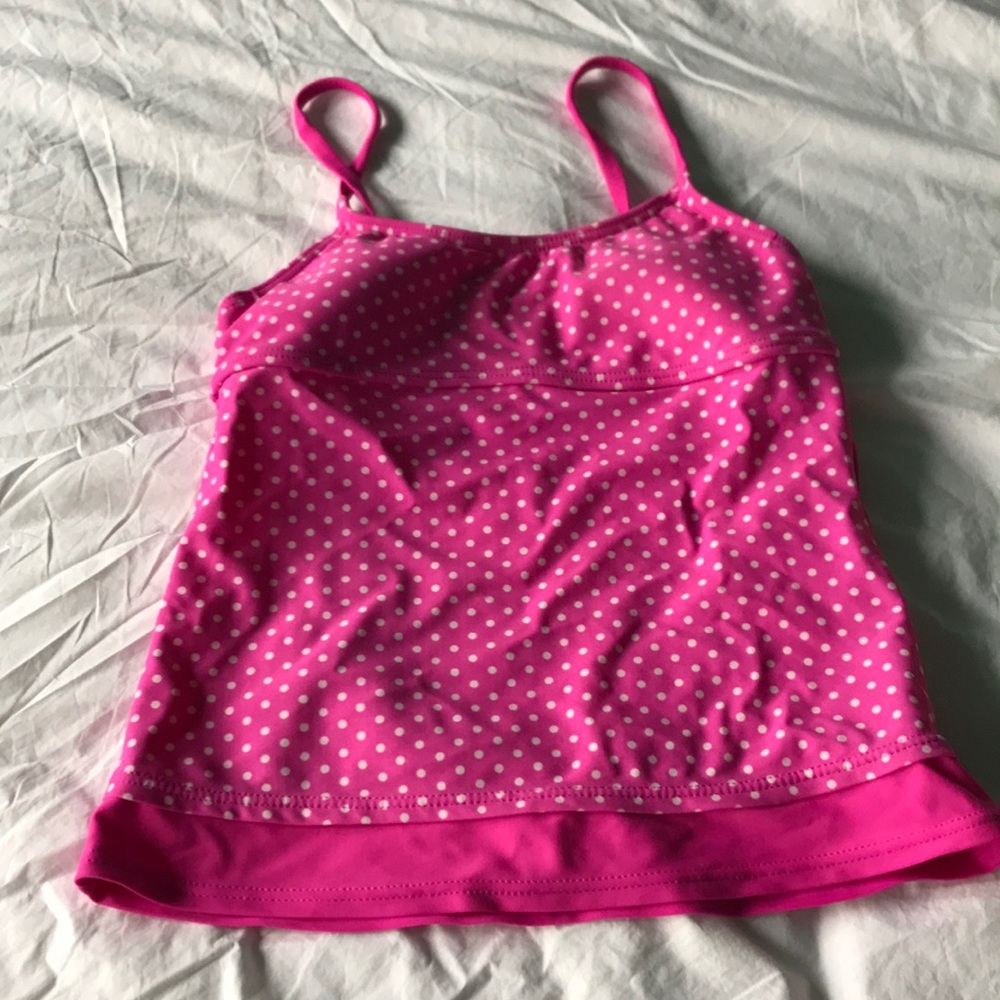 Smoothies Pink Polka Dot Tankini Bathing Suit Top